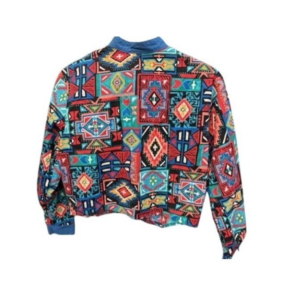 Ozark Mountain Jean Co. Vintage Multicolor Button-Up Shirt With Aztec Print Deni - Picture 2 of 4